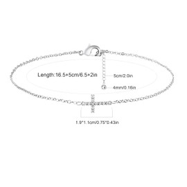 Yimofy Cross Bracelet for Women 18K Gold Plated Shiny Zircon Inlaid Sideways Cross Bracelets Women's Dainty Cross Charm Bracelets Minimalist Religious Wrist Chain Christian Jewelry Easter Gifts