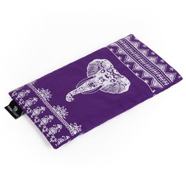 Yoga Studio Organic Aztec Elephant Eye Pillow - 23cm x 12/13cm, Organic Lavender & Linseed Scented Yoga Pillow for Tired Eyes, and Headaches (Purple Aztec Elephant)