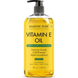 MAJESTIC PURE - Aceite de Vitamina E 100% Puro y Natural 20,000 IU Grado Premium Prensado en Frío para Piel Uñas Cabello y Cuero Cabelludo 236 ml