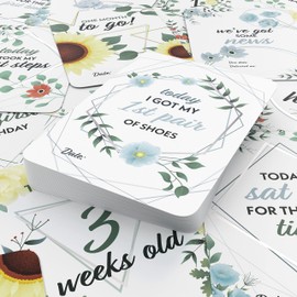 Baby Moments Cards & Milestone Baby Keepsake Gift Box, 50 x Unisex Photo Memory Age Album Set, for Pregnancy, Parents & Baby Shower - Cozy Hedgehog