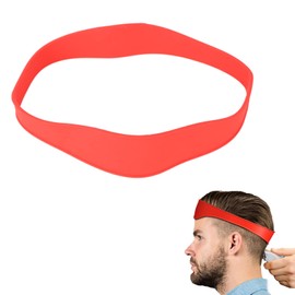 Plantilla de Afeitado de Escote, Guía de Corte de Pelo, Diadema de Silicona Curvada para Cortes de Pelo Caseros, Banda de Corte de Pelo, Guía Buzz, Fade y Taper para Cortapelos (Rojo)