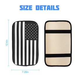 American Flag Center Console Pad, Auto Armrest Seat Box Cover for Women Men, Polyester Universal Cushion Protector Pad, Patriotic Car Interior Protection Accessories for Most Vehicle (Style C)