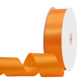 Maclemon Orange Double Satin Ribbon 1-1/2 inches x 100 Yards Solid Colour Ribbon For Gift Wrapping Craft Sewing Hair Accessories Balloons Birthday Parties Wedding Decorations And More