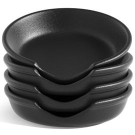 LE TAUCI Ceramic Spoon Rest, 4.8 Inch Spoon Rest for Stove Top, Spoon Holder for Kitchen Counter, Coffee Spoon rest, Utensil Rest for Cooking, Set of 4, Crude Black