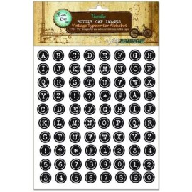 Bottle Cap Inc 1 Sheet (176) Vintage Typewriter Alphabet 1/2" Bottle Cap Images *