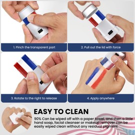 Red White and Blue Face Body Paint Sticks- Patriotic Pride 4th of July Accessories for Women, Eye-Black Stick Baseball Softball Sports Makeup, Fourth of July USA Accessories for Independence Day