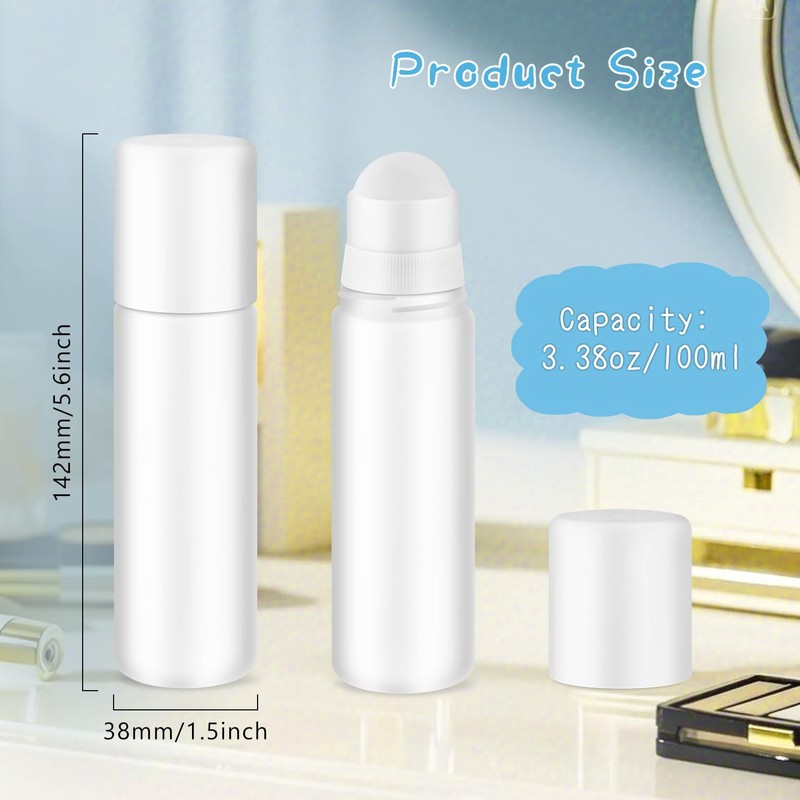 Nozefy Plastic Roller Bottles 3.38oz/100ml, 12 Pcs