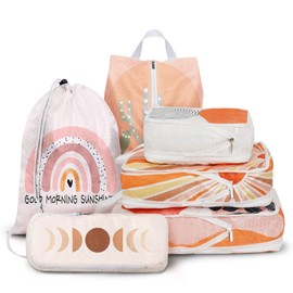 Hitanfe 6 Pcs Compression Packing Cubes Travel for Suitcases, Luggage Organizer Nylon Washable Storage Bags Set - Packaging Cubes for Backpack Travel Perfect for Women Clothes Carry-Ons and Storage