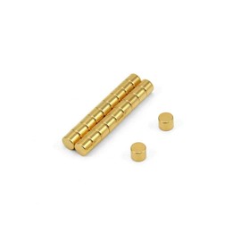 N35 Neodymium Magnet for Arts, Crafts, Model Making, DIY, Hobbies, Science, Office and Home - 5mm dia x 4mm thick - 0.66kg Pull - Gold Plated - Pack of 20