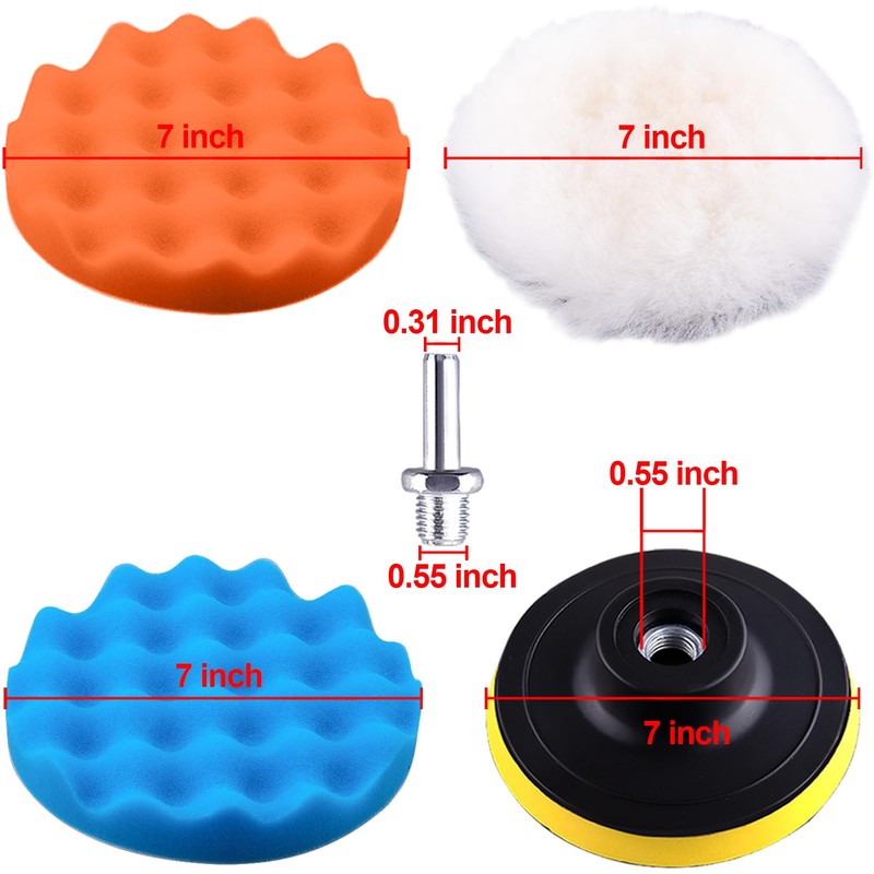 SIQUK 26 Pieces Car Polisher Buffing Pads 7 Inch Car