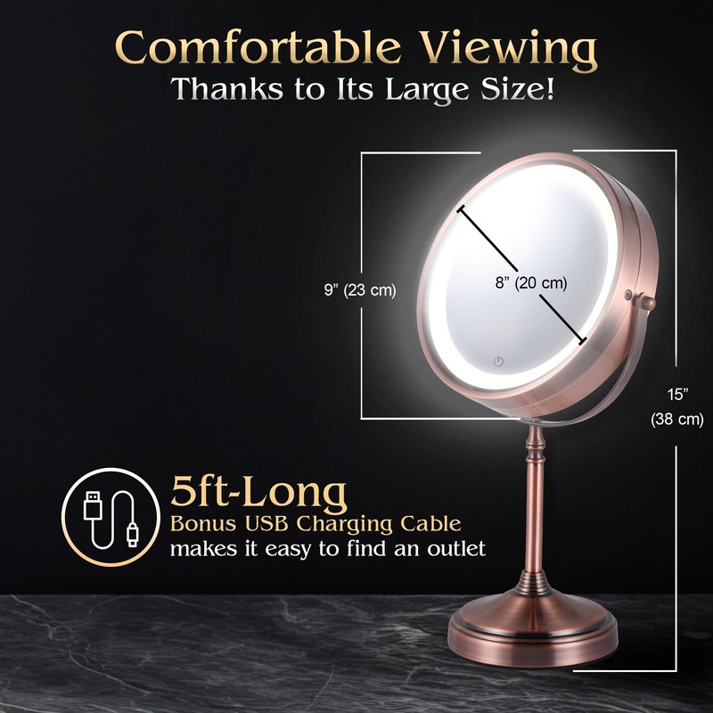 MIRRORVANA Lighted Make Up Mirror with 15X Magnification - 15X