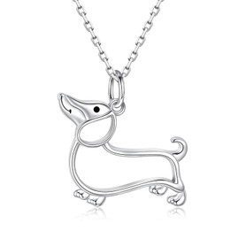 Zepmais Dachshund Necklace 925 Sterling Silver-Cute Weiner Dog Pendant Necklace for Young Ones-Puppy Jewelry Gifts for Women Dog Lovers