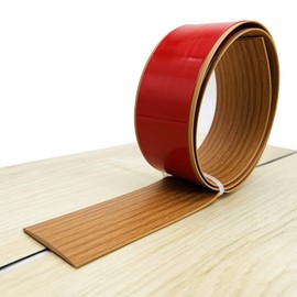 Floor Transition Strip Self Adhesive, Flat Laminate Floor Cover Strip 2" Wide Vinyl Floor Flat Divider Strip, Wood Grain Design (3.28FT, Brown)