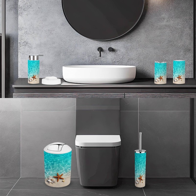 XNGJEMVWXO Bathroom Accessory Set 6 Piece Starfish Seashell Summer Beach