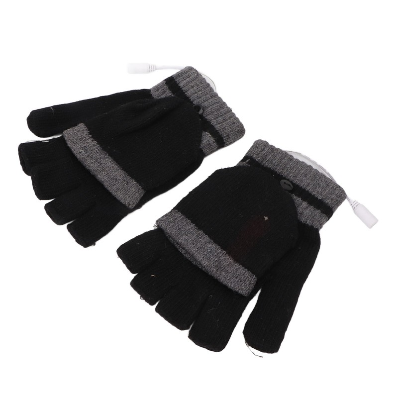 Full and Half Fingers Heating Gloves USB Fingerless Knitting Electric