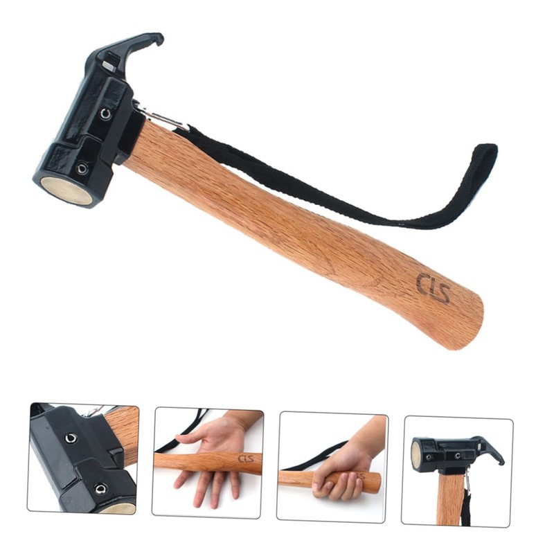 OSALADI Hexagonal Hammer Portable Outdoor Tool Axe Nail Puller for