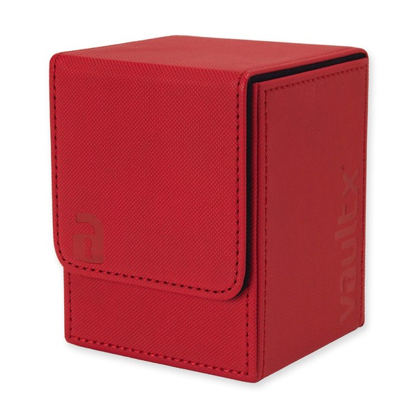 Vault X Premium Exo-Tec Trading Card Deck Box - Large Size for 80+ Sleeved Cards - PVC Free Card Holder for TCG (Red)
