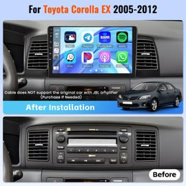 Realdio Android Car Stereo for Toyota Corolla EX 2005 2006 2007 2008 2009 2010 2011 2012 with CarPlay Android Auto 26UI 2GB+64GB