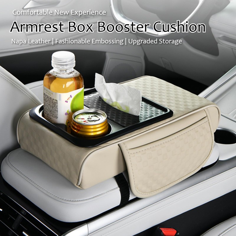 Car Armrest Center Console Pad, Ergonomic 7cm Height Boost, Side