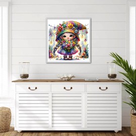 GDYEEH Fairy Girls Diamond Painting Adults, 5D Flowers Diamond Art Pictures Beginners, DIY Round Full Drill Cartoon Diamond Painting Embroidery Cross Stitch Gifts Home Wall Decor 30 x 30 cm