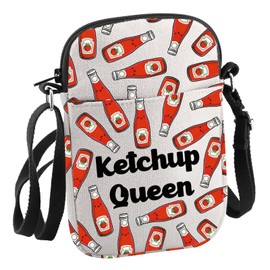 JNIAP Ketchup Queen Crossbody Bag - Women's Tomato Ketchup Gift Bag - Adjustable Strap - Water Resistant - Animal Print - 8.27 x 6.3 inches