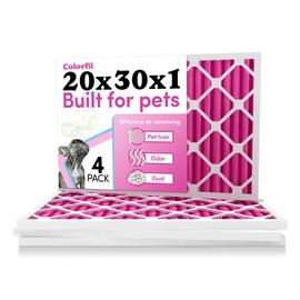 20x30x1 Air Filter by Colorfil | Color Changing Filters Designed for Cat and Dog Odor | MERV 8 Filter | Air FIlter 20x30x1 | Air Conditioner Filter | HVAC Filter for Pet Hair | 20x30 Air Filter 4 pack