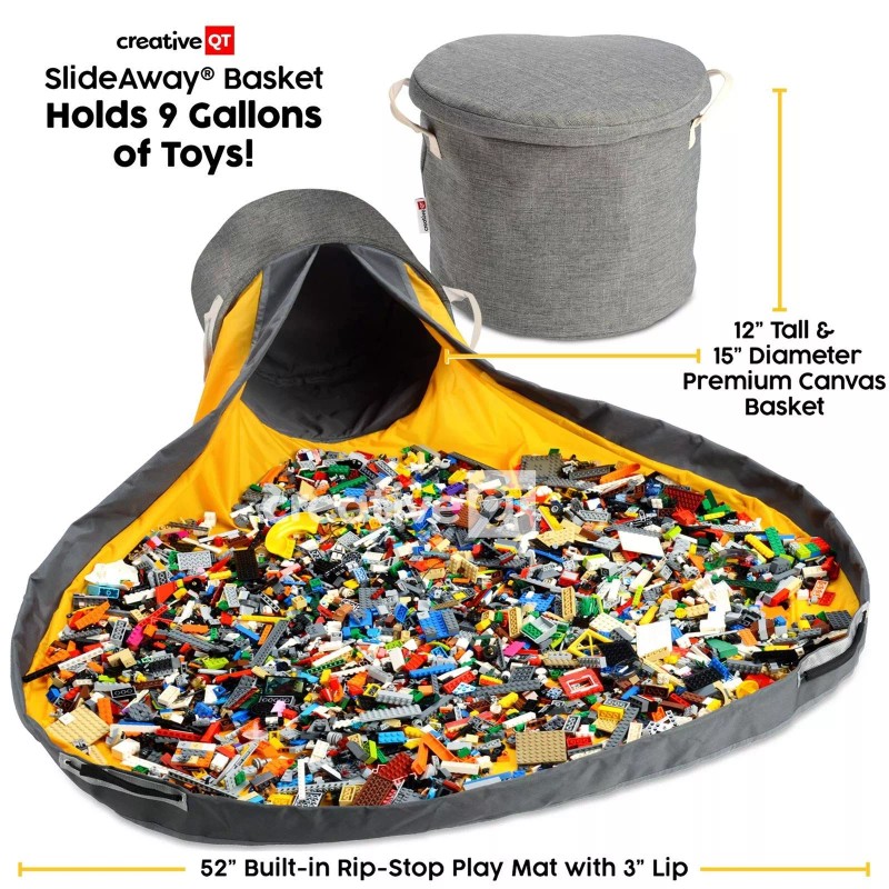 CreativeQT SlideAway Toy Storage Organizer & Play Mat for Kids,