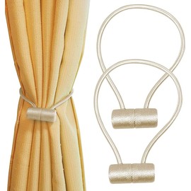 2 Pieces Strong Magnetic Curtain Tie Backs - Modern Simple Style European Drapes Rope Holdbacks for Home Hotel Office Window Drapery Decorative Tieback For Curtains Hooks For Hanging Items (Gold)