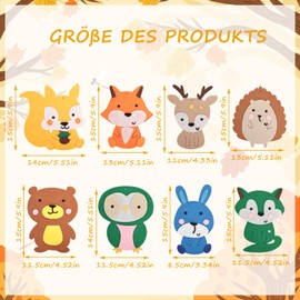 Herbst Bastelset für Kinder, 8 Stück Filz Basteln Herbst Tier, Kreatives Herbst Dekoration Innen, Bastelset Kinder Ab 3 4 5 6 7 8 Jahre für Jungen Mädchen Geschenke