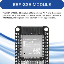 YEJMKJ 3pcs ESP32 ESP-32S Development Board ESP-WROOM-32 Module 2.4GHz Dual-Mode WiFi + Bluetooth Processor 2-in-1 Dual Cores Microcontroller Integrated Chip CP2102 for Arduino IDE