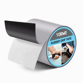 Yorwe Rubber Grip Tape, Ultra-Thin Strong Adhesive Anti-Slip Waterproof Heat Resistant Wear-Resistant Cushion Pad, Making Handles or Contact Surfaces Safer, with Grip and Comfort (Gray, 4In x 10Ft)