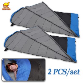 Blue Double Conjoined Hooded Sleeping Bag Outdoor Camping or Indoor Sleep