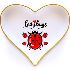 BJDAMAI Ladybugs Ring Holder Dish Tray, Gifts For Women Teens Girls Kids, Ladybugs Lovers Themed Stuff Accessories Things Decor Merch, Home Room Ring Earrings Necklace Organizer Holder!
