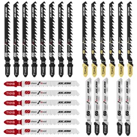 JOEJONI Jigsaw Blades Set, 25-Piece T-Shank Jigsaw Blades, Saw Blades Jigsaw with Storage Case, Jigsaw Accessories for Wood, Plastic and Metal