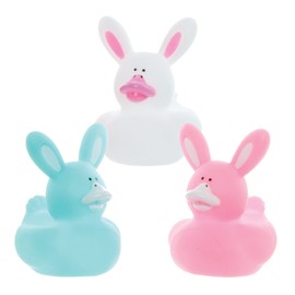 Baker Ross FX475 Rabbit Rubber Ducks - 5 Pack Easter Toys and Party Bag Fillers for Kids