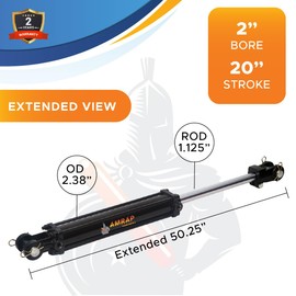2x20 Hydraulic Cylinder - 2 Bore 20 Stroke Double Acting Tie Rod Hydraulic Cylinder 2500 PSI