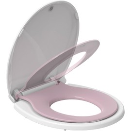 Round Toilet Seat with Built in Potty Training Seat, Potty Training Toilet Seat for Toddlers, Magnetic Kids Seat and Cover, Slow Close and Never Loosen, Fits both Adult and Child, Pink Round
