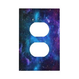 Ukutarly Galaxy Decorative Electrical Outlet Covers Space Blue Night Starry Sky Stars Universe Wall Plate Light Switch Cover Faceplate Wallplate For Kitchen Home Office Room