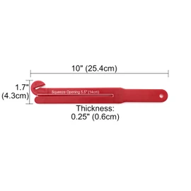 Food Bag Pouch Cutter Opener with Stainless Steel Blade and Squeezer for Kitchens - Includes EZ Hang Chain (Red)