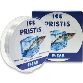 Pristis 6 LB Fluorocarbon Coated Ice Fishing Line, 220 Yds Clear Abrasion Resistant Copolymer High Strength Nylon Line with Spool, Superior No Freezing Low Memory Premium Quality Saltwater Freshwater