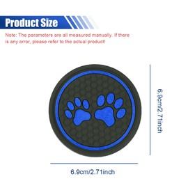 DUSCOKE 2PCS Cute Car Cup Holder Coasters, 2.71 Inch Anti Slip Shockproof Silicone Drink Mat, Dustproof Dog Paw Auto Insert Coaster, Vehicle Interior Decoration Accessory for Car Truck RV (Blue)