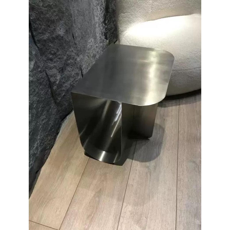 Modern Stainless Steel Side Table,Minimalist Storage Coffee Table(Silver)