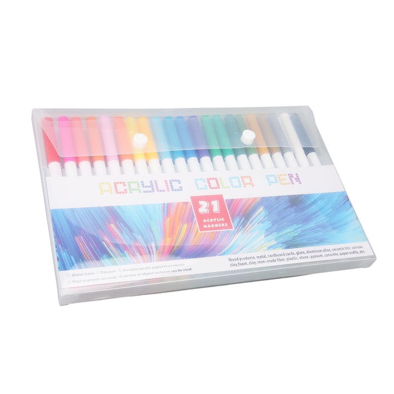 21 Colors Paint Pens Acrylic Markers Washable Dry Quickly Paint