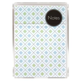 Blue Diamond Memo Sheets and Acrylic Holder, 150 Note Papers, 5"x7" Memo Pad, Notes, Stationery, Desk Accessory, Mother's Day Gift, Unique Gift for Mom and Women