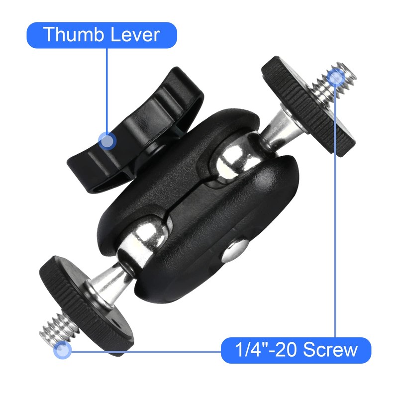 HSU Double Ball Head Adapter, Magic Arm with 1/4 Inch