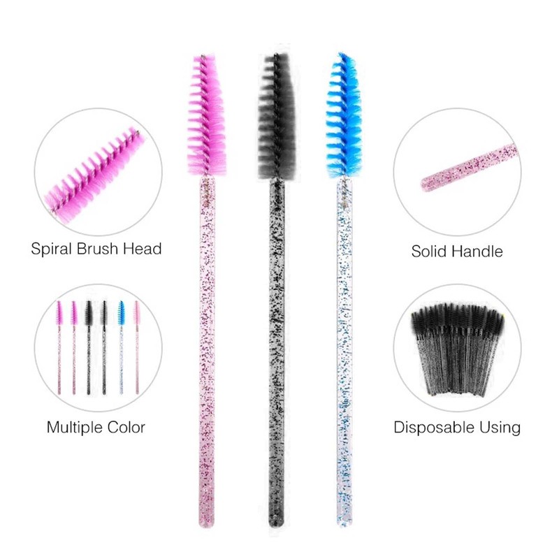 Disposable Eyelash Brushes - ShiningUU 200 Pcs Premium Fiber Bristles