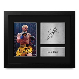 HWC Trading Jake Paul Boxing Boxing Framed Gifts Printed Signed Autograph Picture for Boxer Memorabilia Fans - US Letter Size