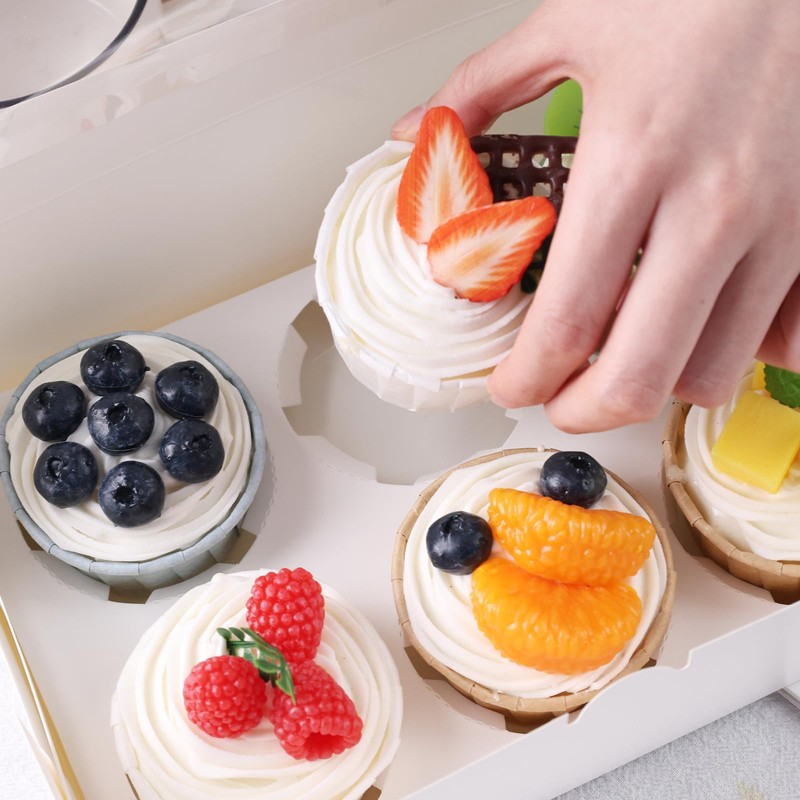 VGOODALL 6PCS White Cupcake Containers, 6 Count with Window Boxes