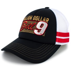 Bill Elliott #9 NASCAR Gold Million Dollar Bill Trucker Mesh Double Red Stripe Snapback Hat
