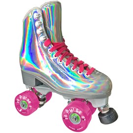 Jackson Ultima Evo Viper Nylon Outdoor Roller Skates, Women’s Size 7, Hologram with Pink Pulse Lite Wheels